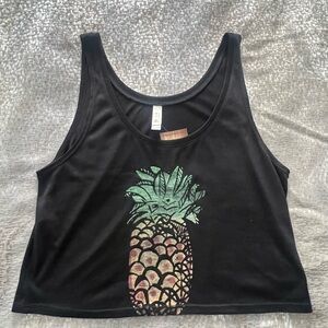Bella Canvas Black Crop Top with Pineapple Design